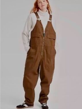 Size Small Fall Favorite Houston White Zip Front Overalls Straight Coveralls